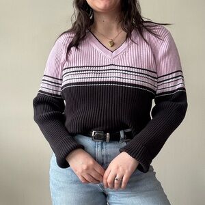Vintage Windsor Striped Pink Black Sweater